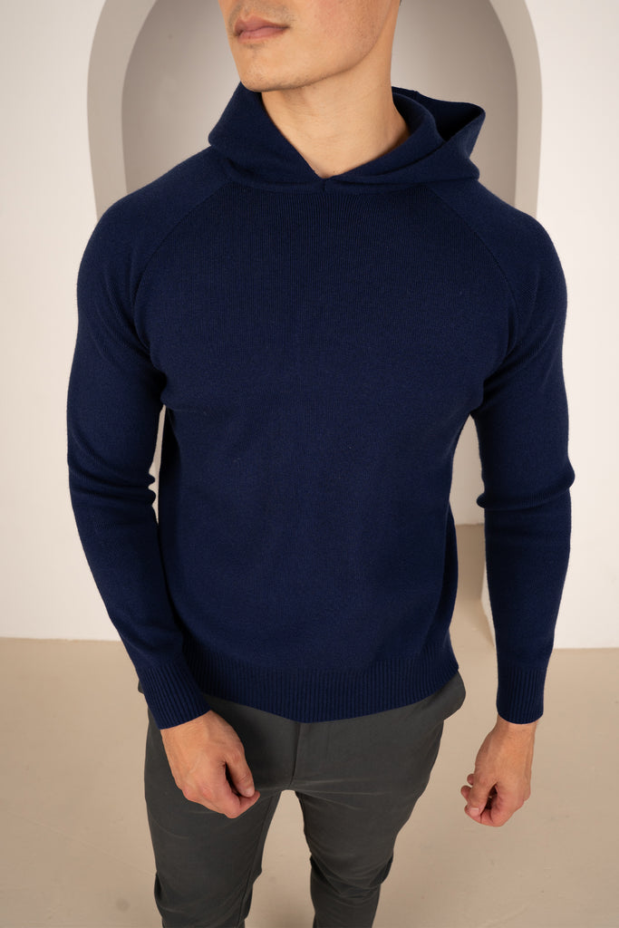 Slim Fit Knitted Hoodie - 3 Colours(Navy, Off White, and Grey) - 3 Pack