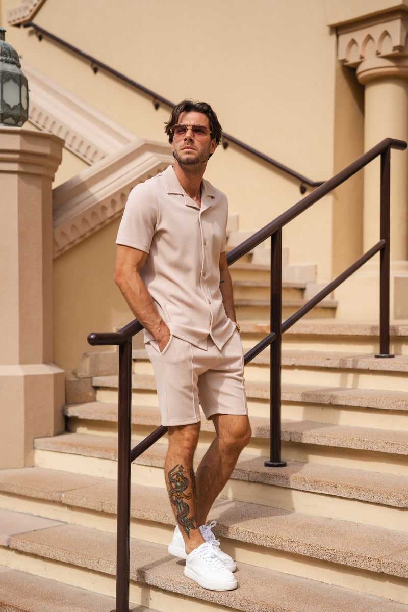 Pleated Slim Fit Shirt - Taupe