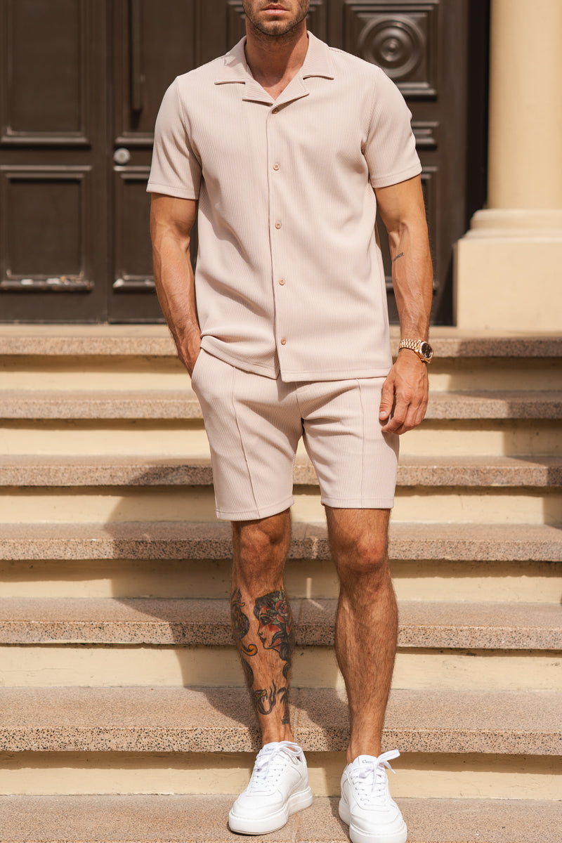 Pleated Slim Fit Shirt - Taupe