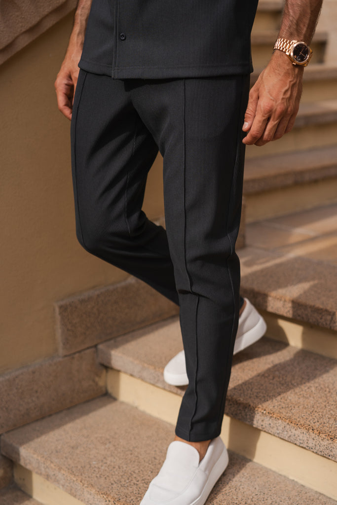 Pleated Slim Fit Trouser - Charcoal