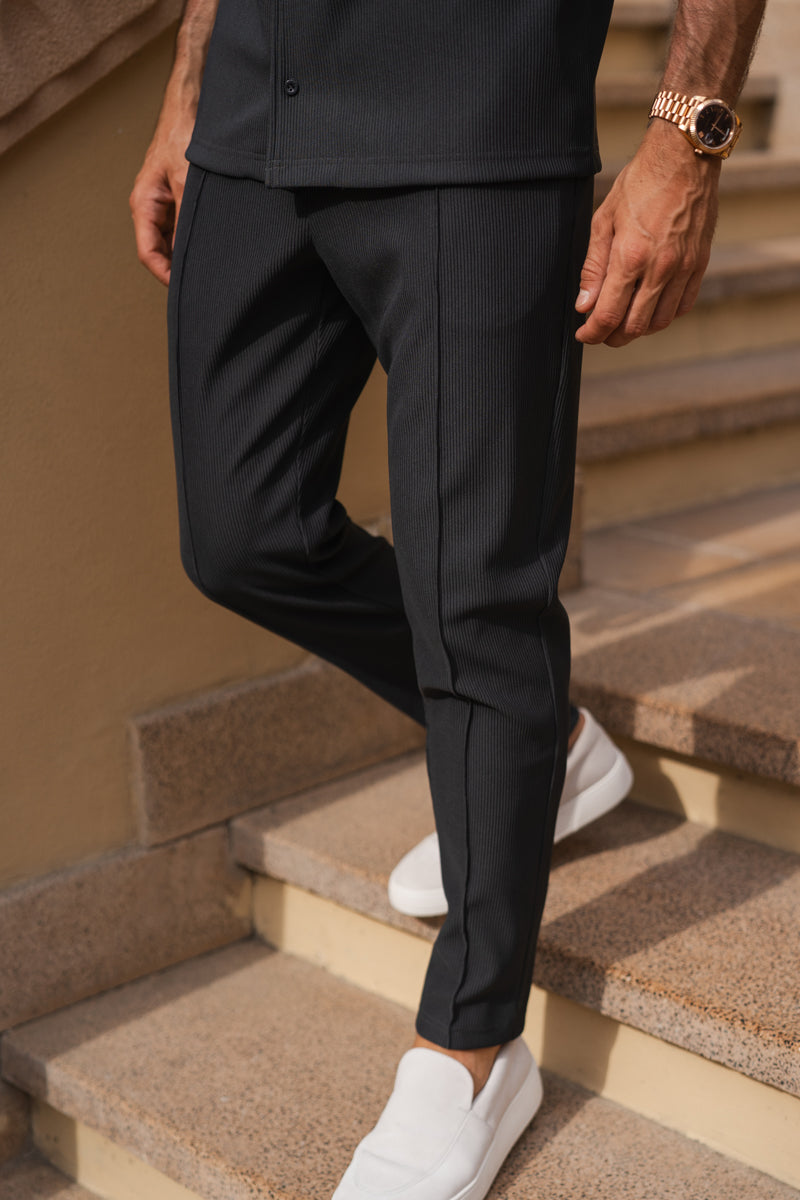 Pleated Slim Fit Trouser - Charcoal