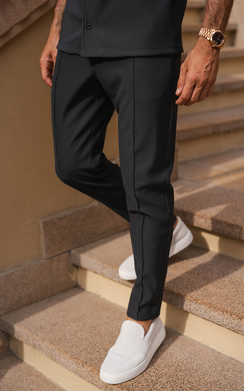 Pleated Slim Fit Trouser - Charcoal