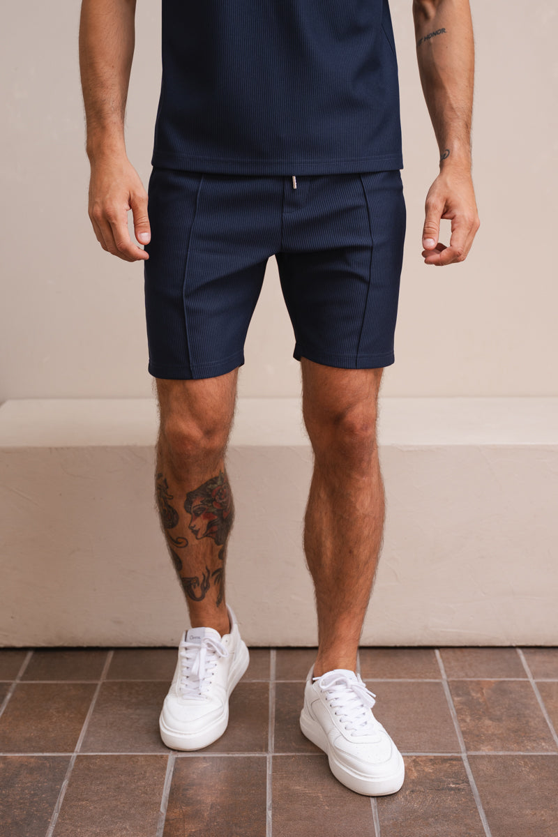 Pleated Sim Fit Shorts - Navy