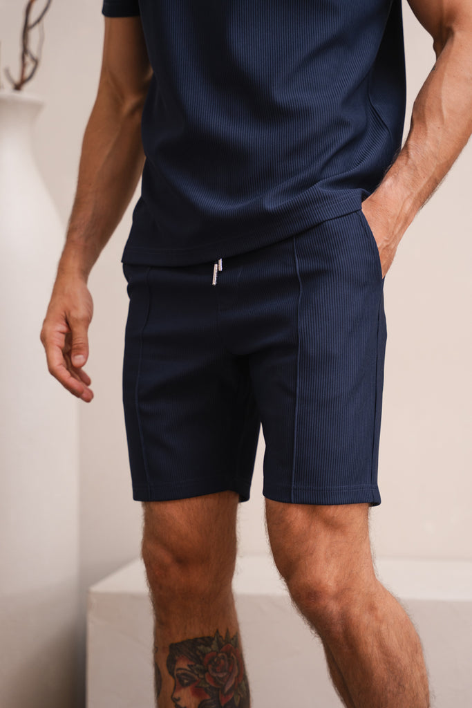 Pleated Sim Fit Shorts - Navy