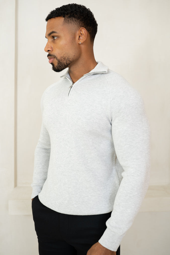 Pull à quart de zip raffiné - Gris
