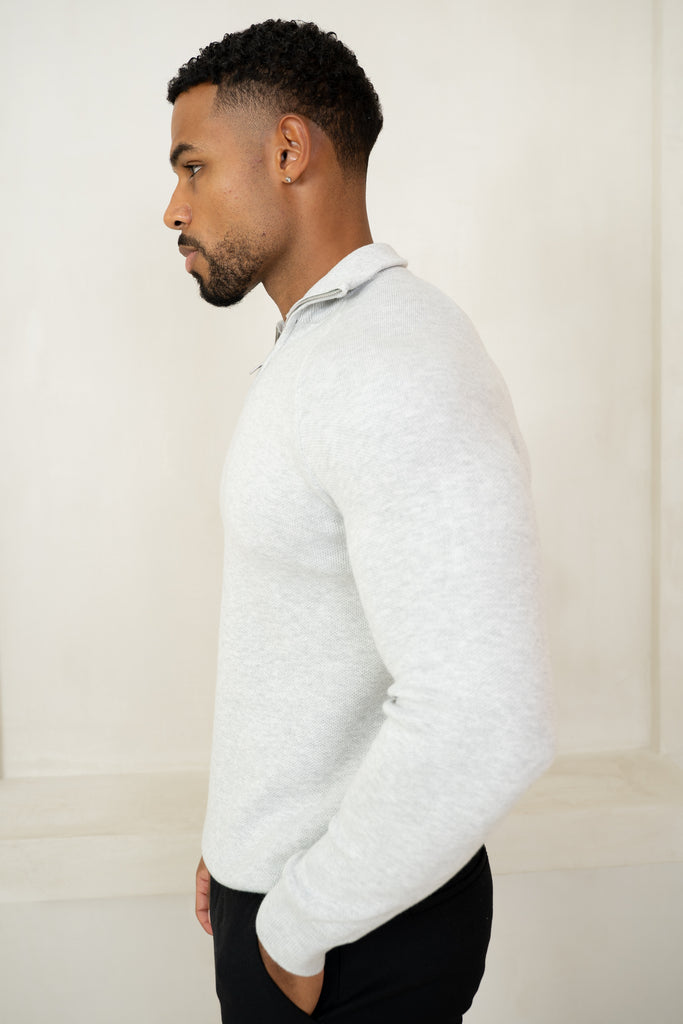 Pull à quart de zip raffiné - Gris