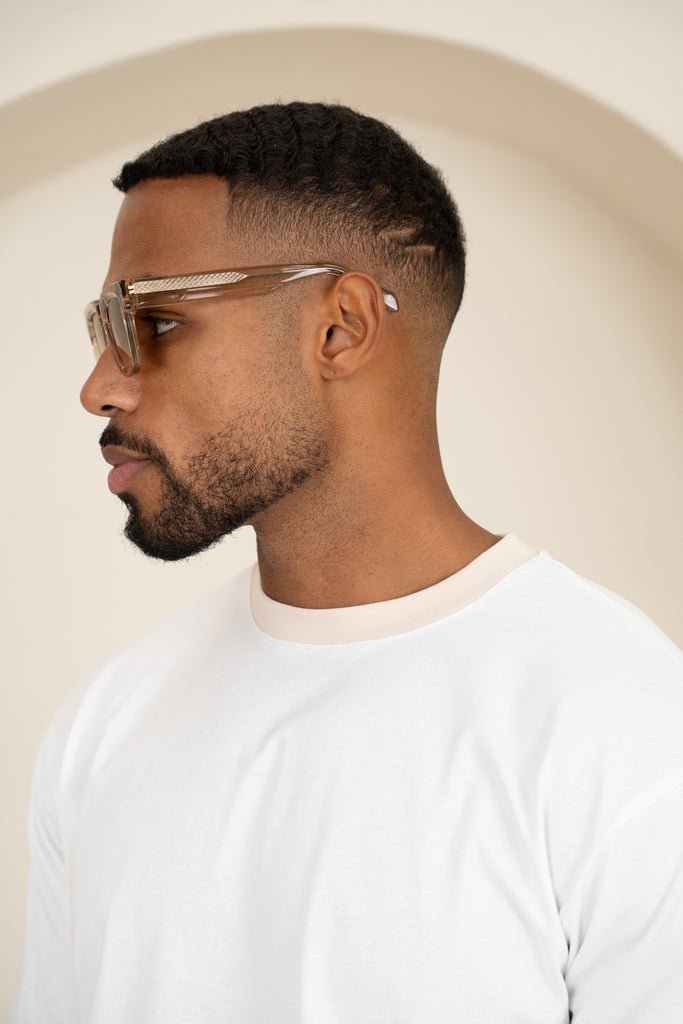 Relaxed Fit Contrast Neck T-Shirt - White