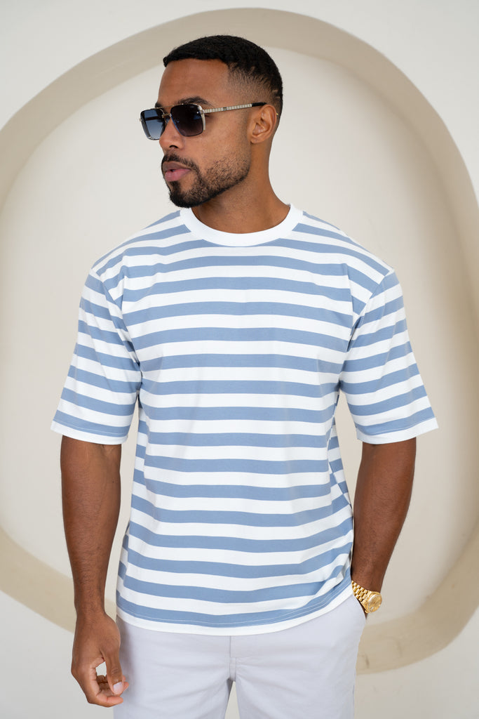 Relaxed Fit Stripe T-Shirt - Blue