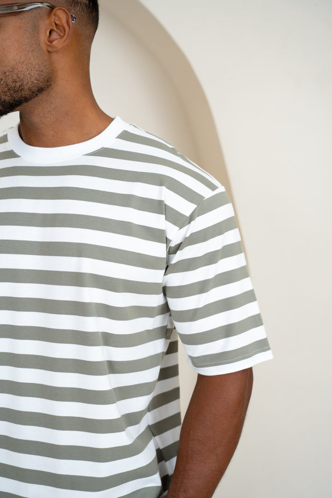 Relaxed Fit Stripe T-Shirt - Taupe
