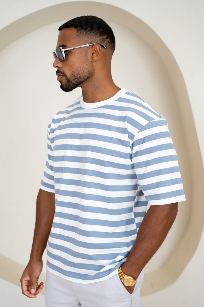 Relaxed Fit Stripe T-Shirt - Blue