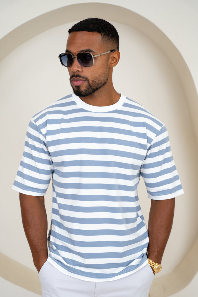 Relaxed Fit Stripe T-Shirt - Blue