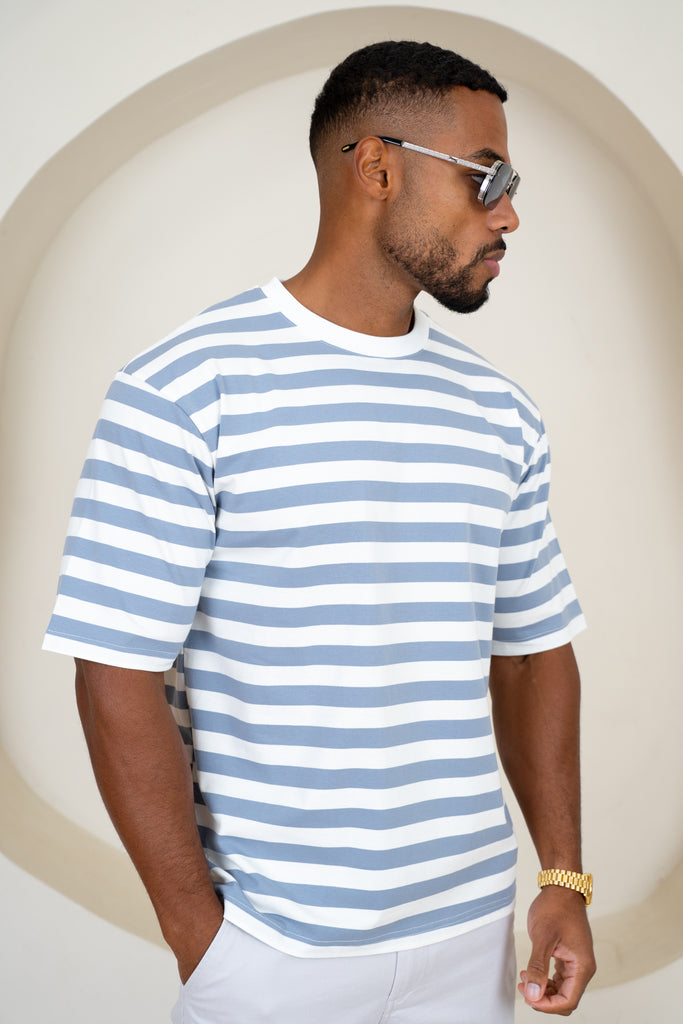 Relaxed Fit Stripe T-Shirt - Blue