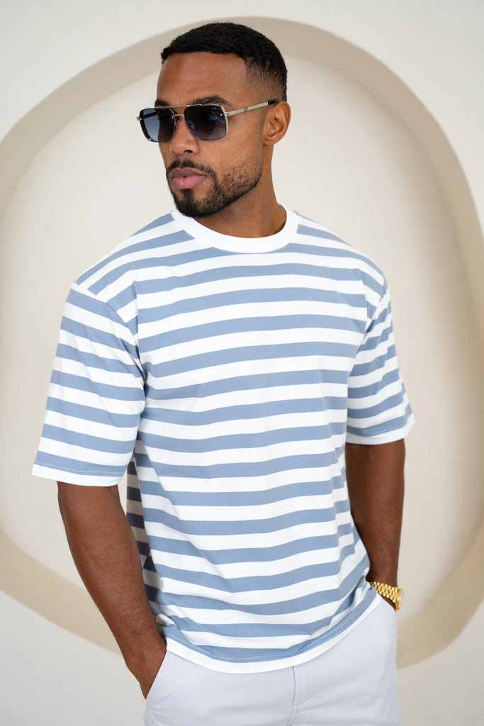 Relaxed Fit Stripe T-Shirt - Blue