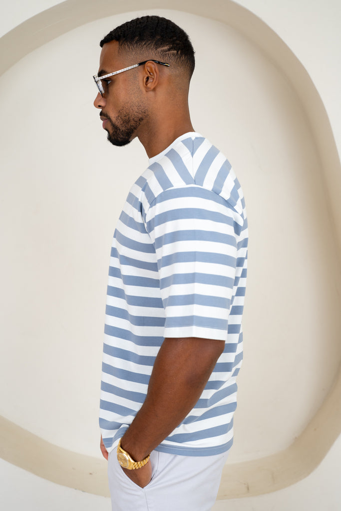 Relaxed Fit Stripe T-Shirt - Blue