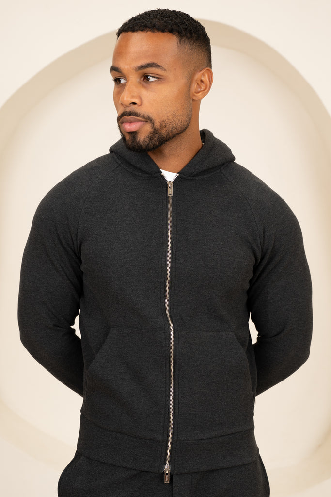 Scuba Marl Zip-Up Hoodie - Black Marl