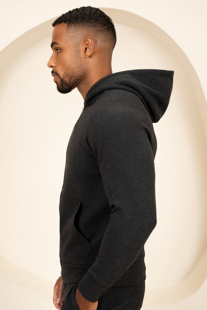 Scuba Marl Zip-Up Hoodie - Black Marl