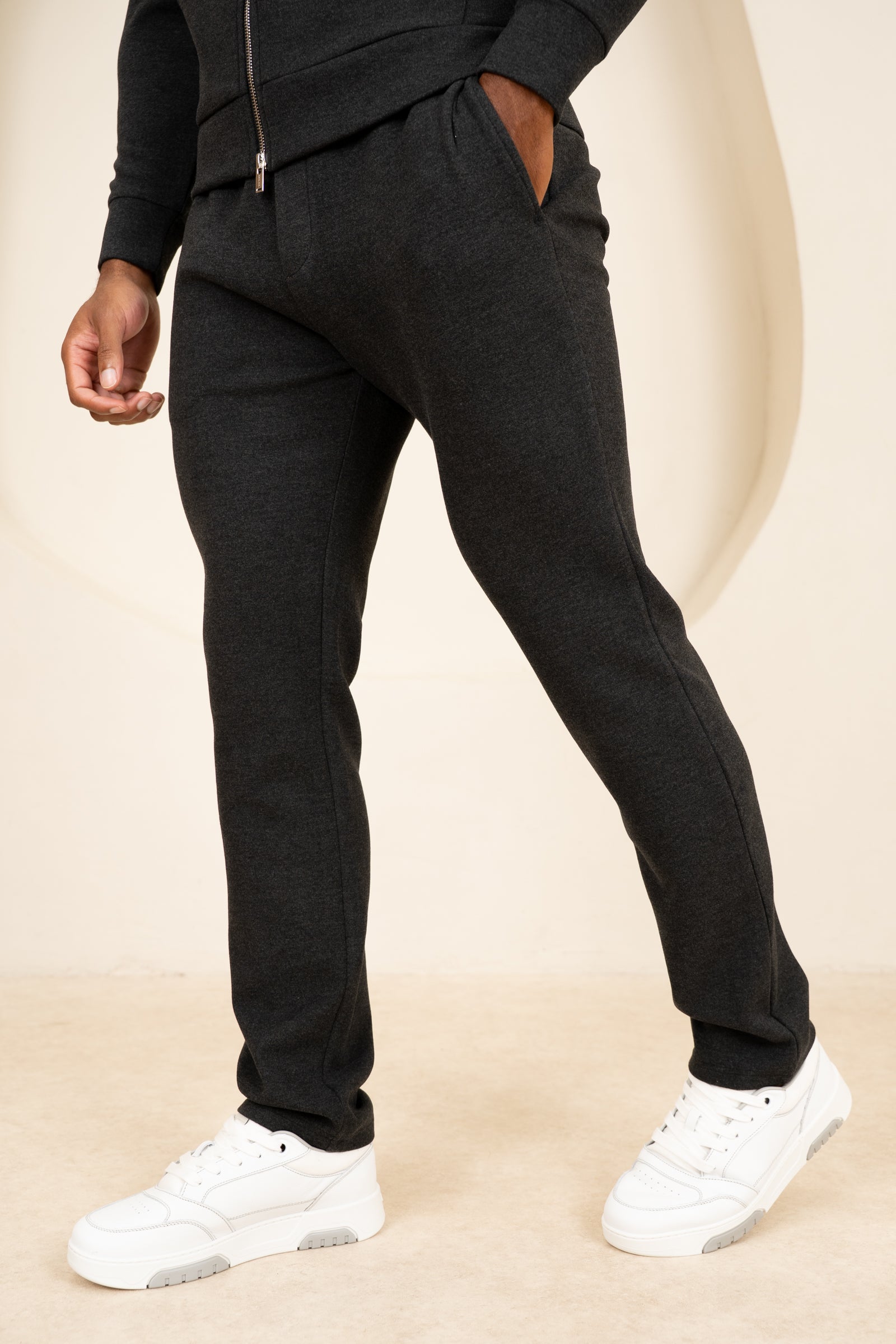 Scuba Marl Zip-Up Jogger - Black Marl