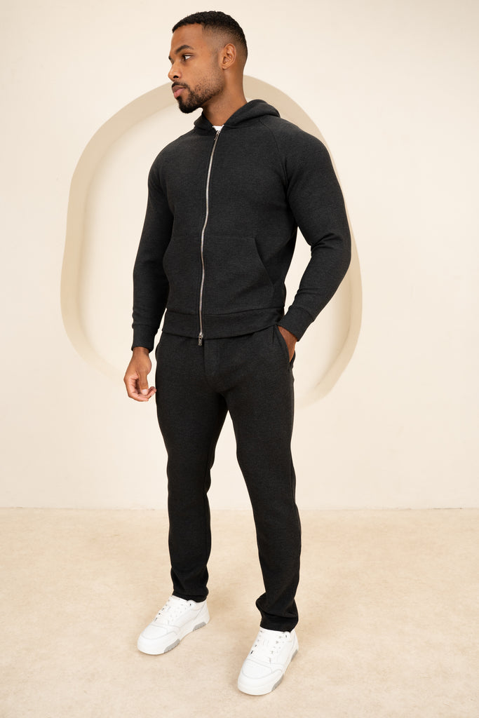 Scuba Marl Zip-Up Hoodie - Black Marl
