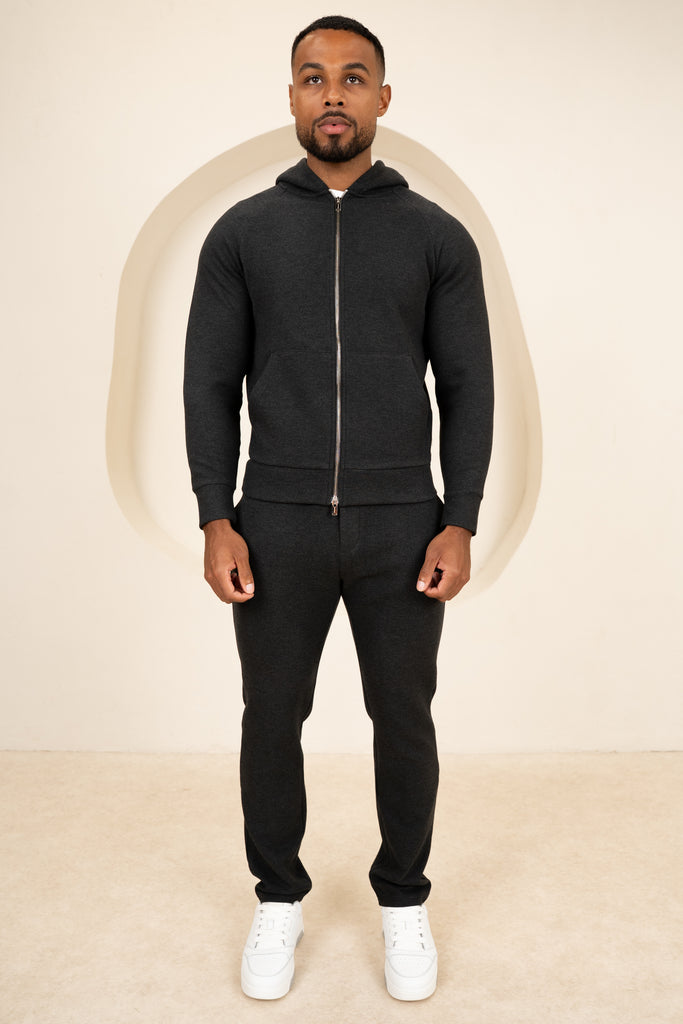 Scuba Marl Zip-Up Hoodie - Black Marl