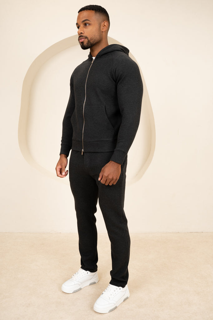 Scuba Marl Zip-Up Hoodie - Black Marl