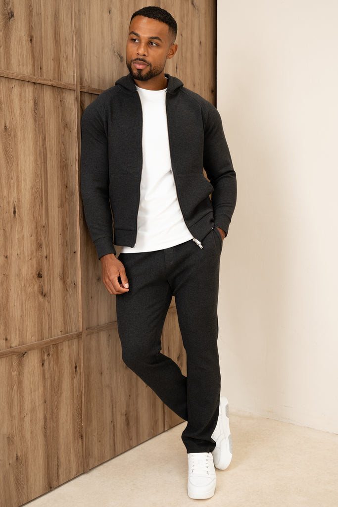 Scuba Marl Zip-Up Jogger - Black Marl