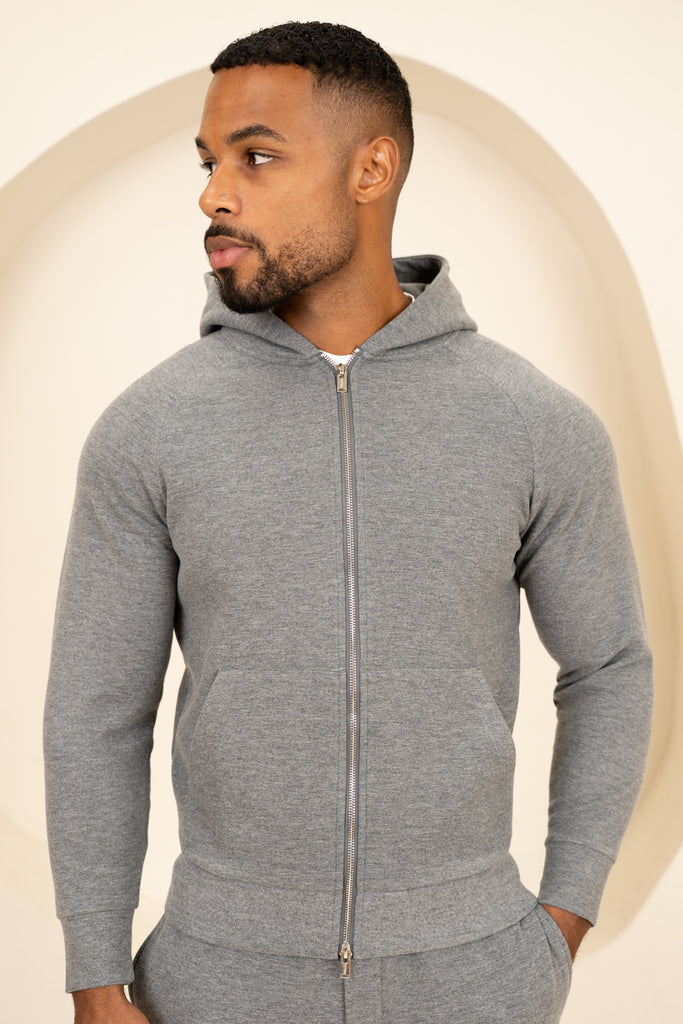Scuba Marl Zip-Up Hoodie - Grey Marl