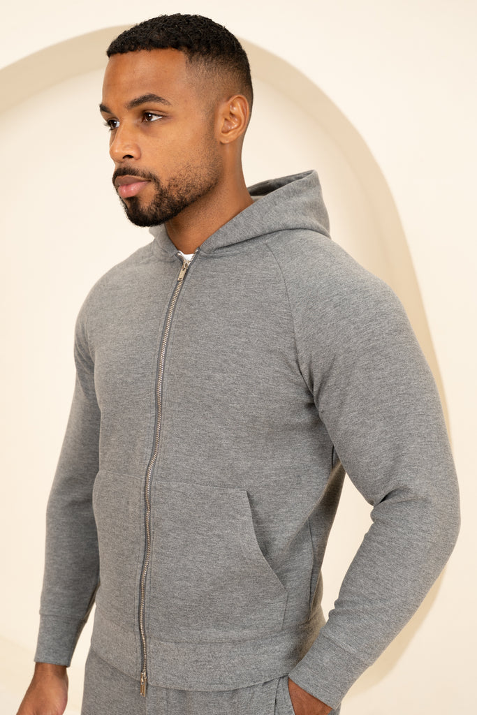 Scuba Marl Zip-Up Hoodie - Grey Marl