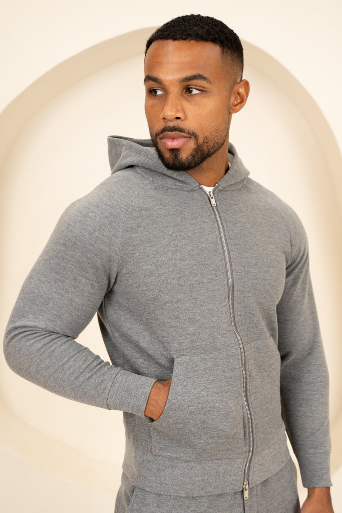 Scuba Marl Zip-Up Hoodie - Grey Marl