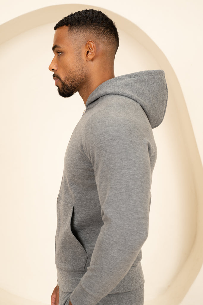 Scuba Marl Zip-Up Hoodie - Grey Marl