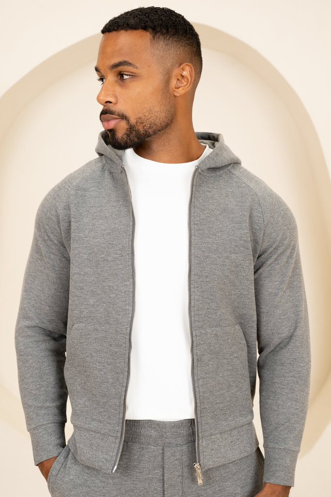 Scuba Marl Zip-Up Hoodie - Grey Marl