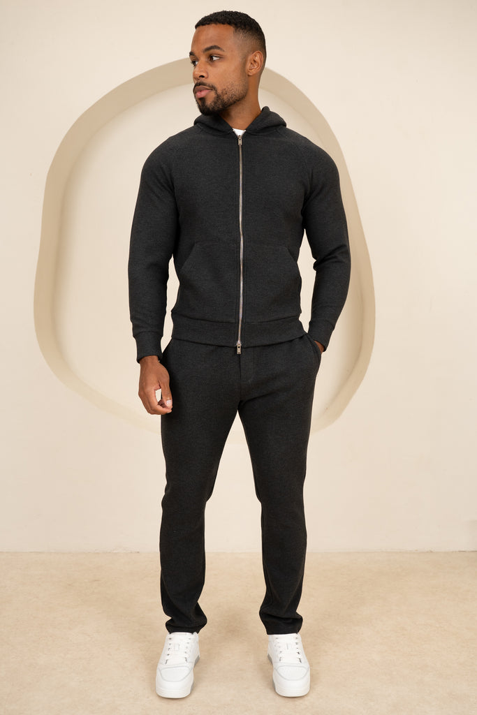 Scuba Marl Zip-Up Hoodie - Black Marl