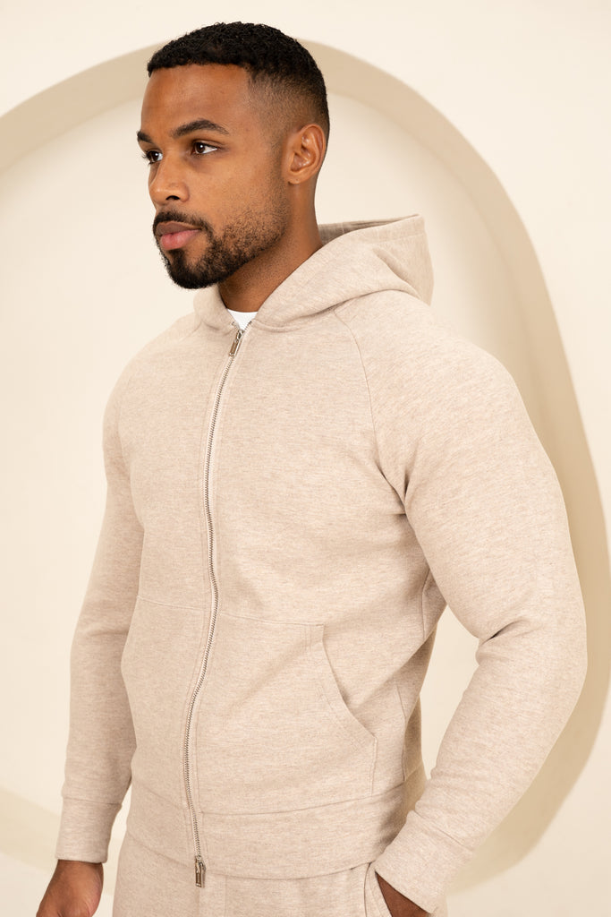 Scuba Marl Zip-Up Hoodie - Stone Marl
