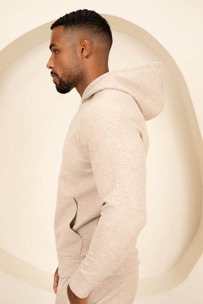 Scuba Marl Zip-Up Hoodie - Stone Marl
