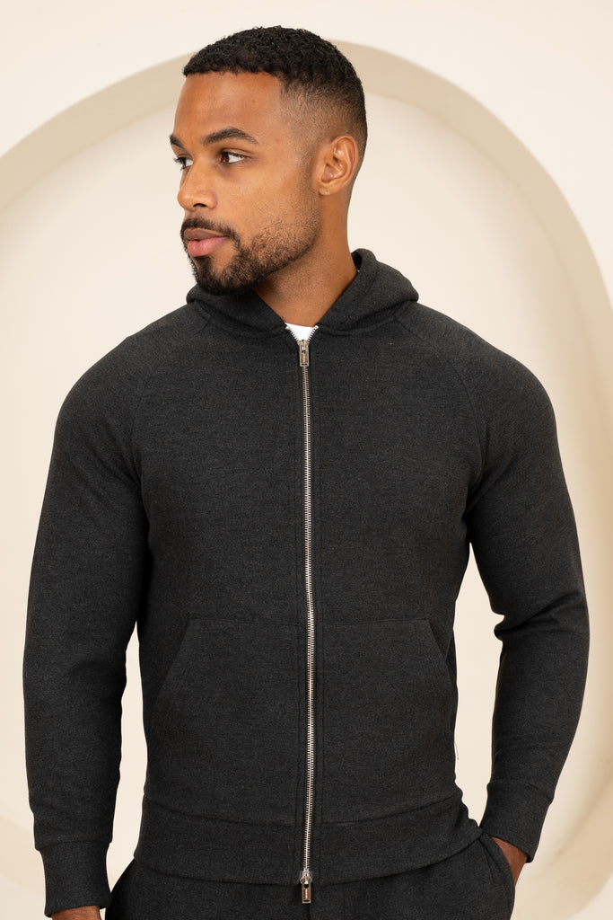 Scuba Marl Zip-Up Jogger - Black Marl