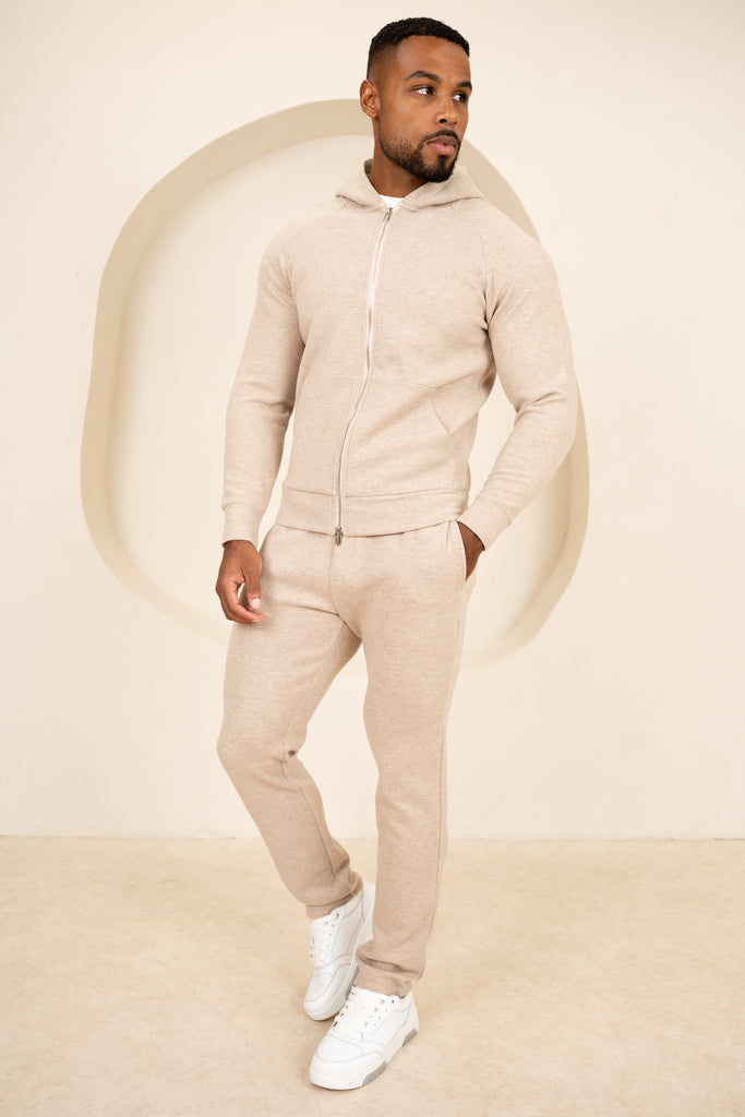Scuba Marl Zip-Up Hoodie - Stone Marl
