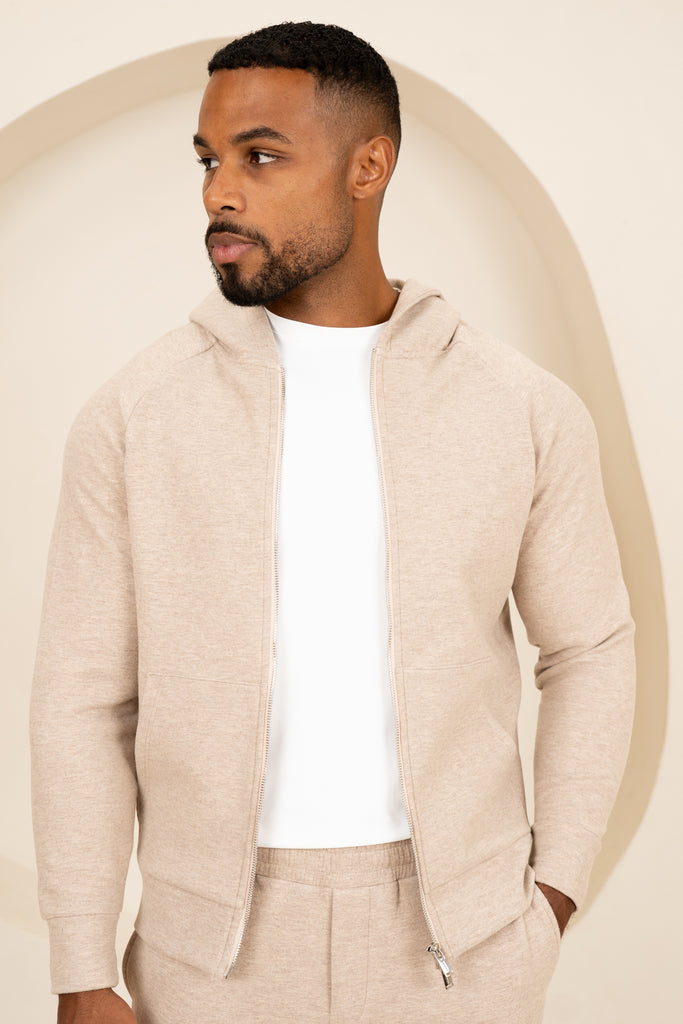 Scuba Marl Zip-Up Hoodie - Stone Marl