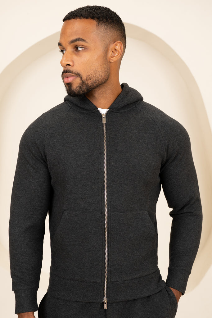 Scuba Marl Zip-Up Jogger - Black Marl