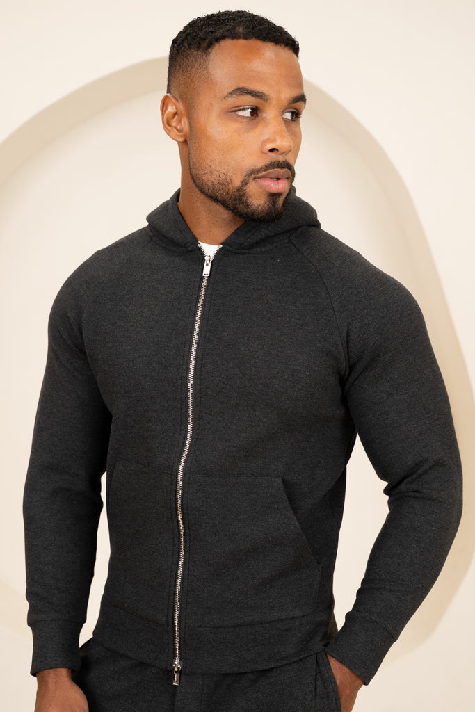 Scuba Marl Zip-Up Hoodie - Black Marl