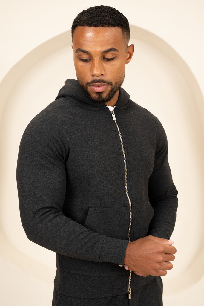 Scuba Marl Zip-Up Hoodie - Black Marl