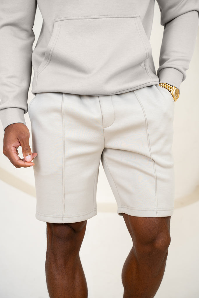 Short interlock à plis - Gris clair