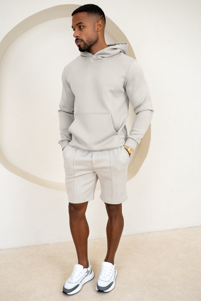 Short interlock à plis - Gris clair