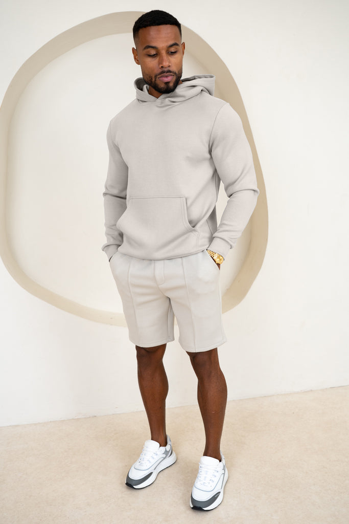 Short interlock à plis - Gris clair