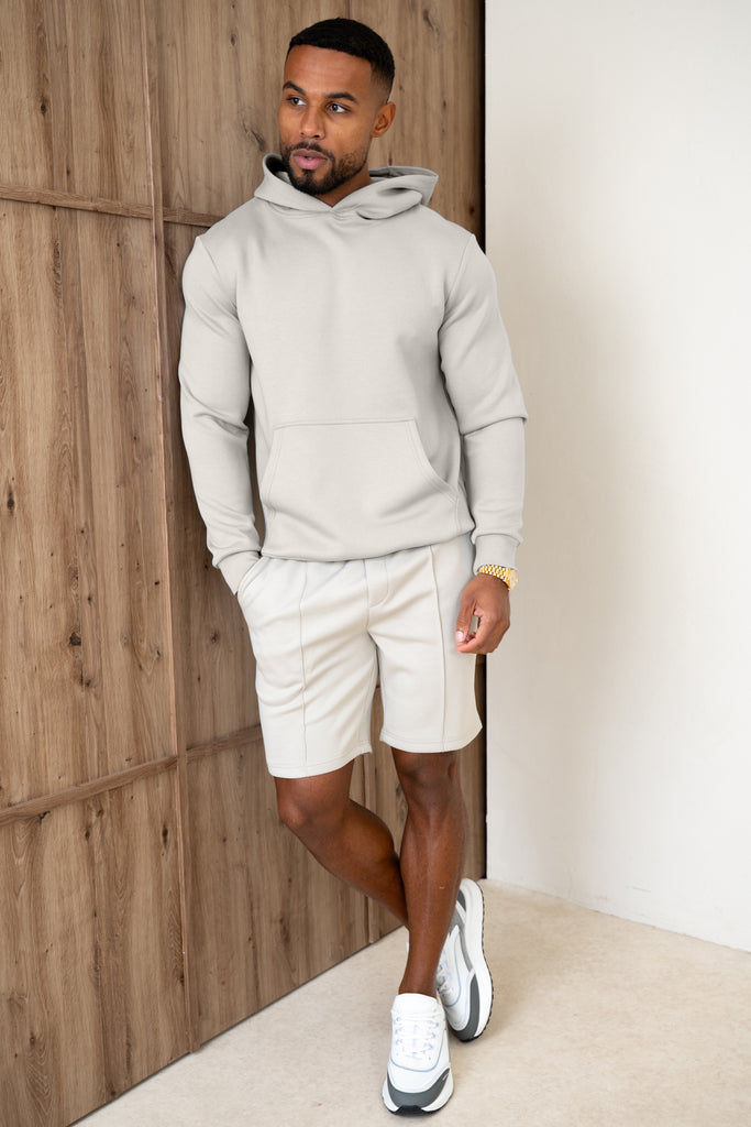Short interlock à plis - Gris clair