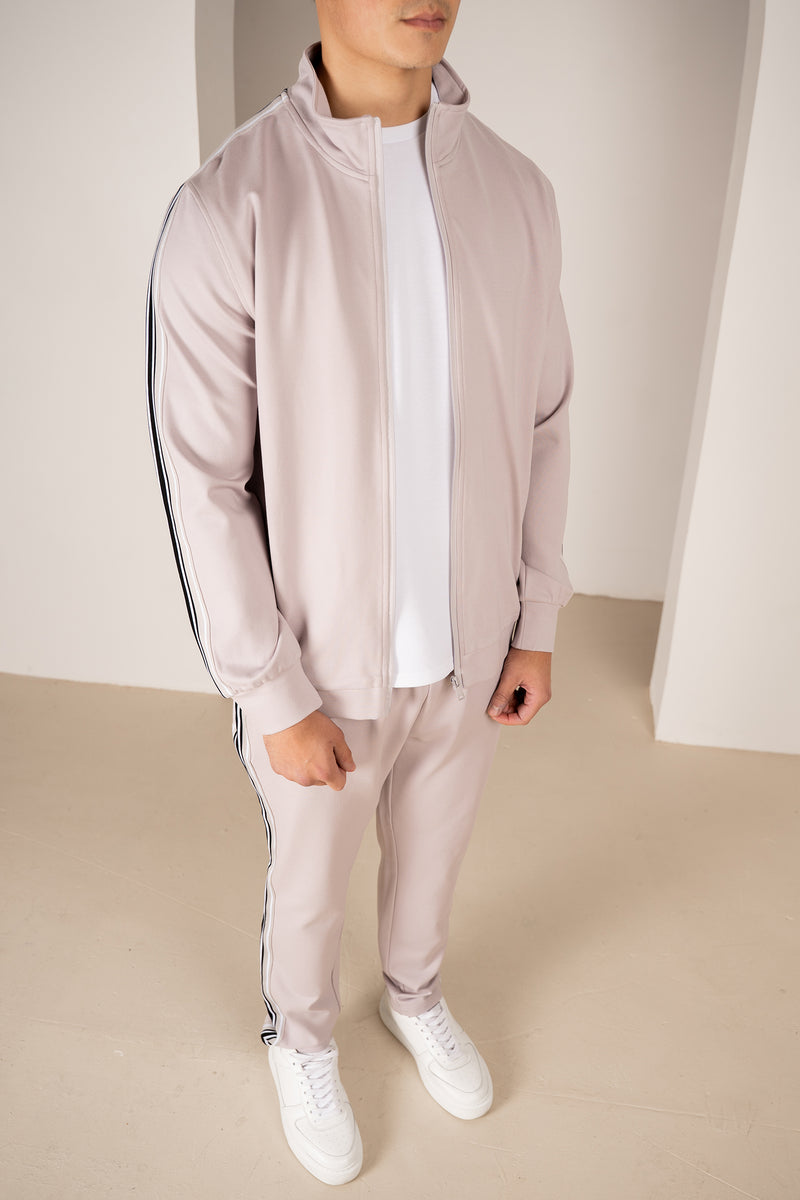 Side Stripe Zip Up Jacket - Grey