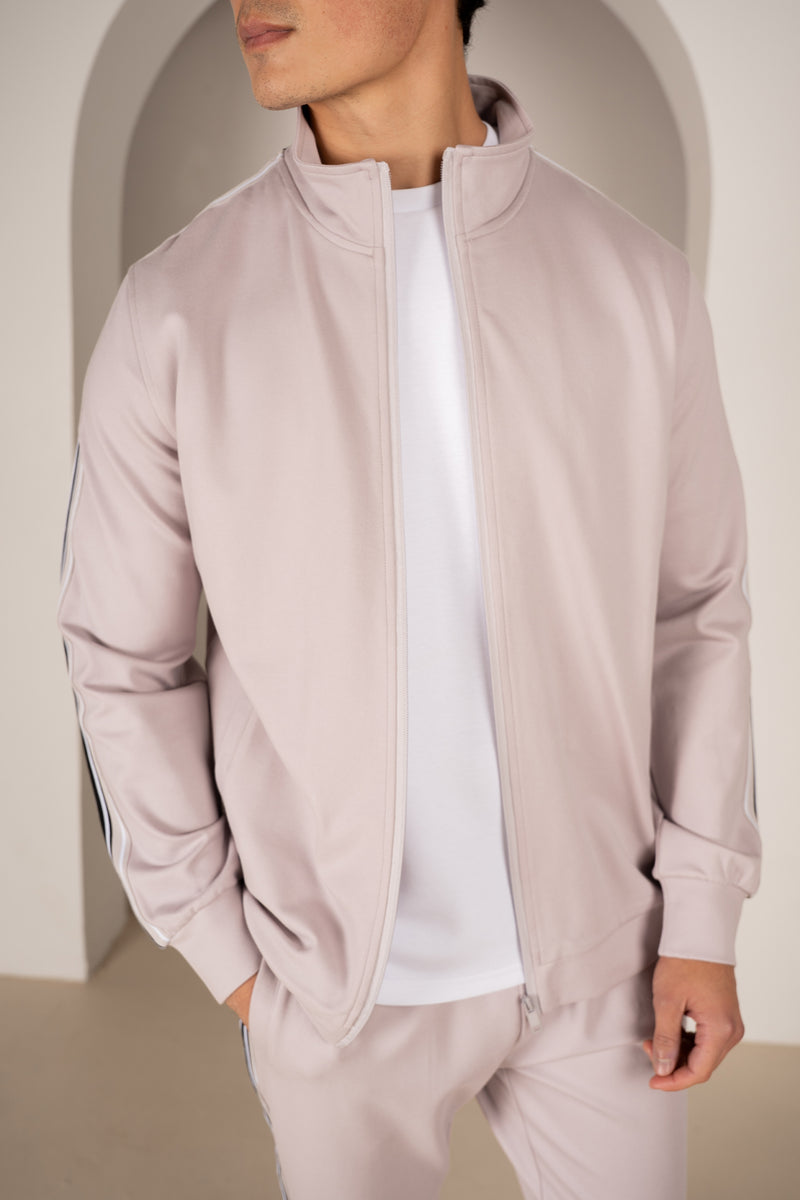 Side Stripe Zip Up Jacket - Grey