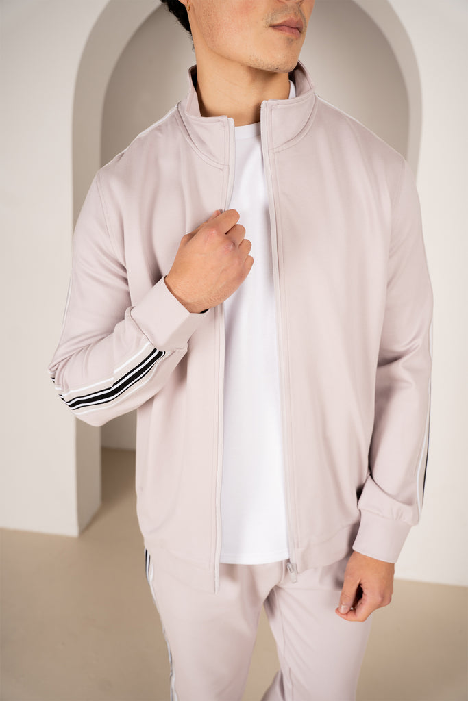 Side Stripe Zip Up Jacket - Grey