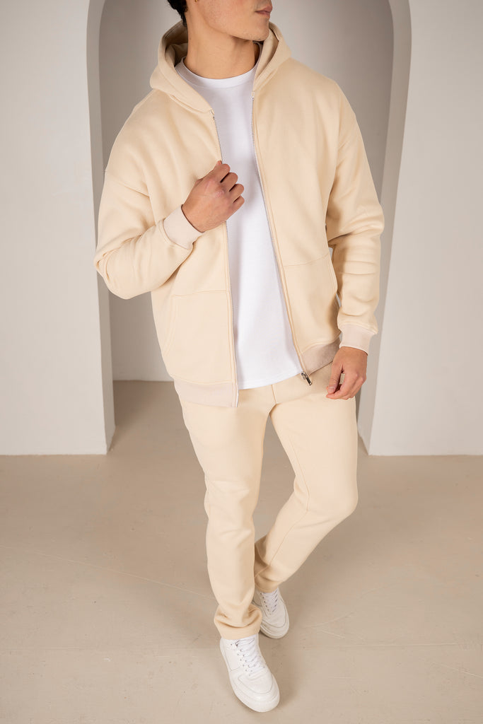 Premium Luxe Zip Up Hoody - Stone