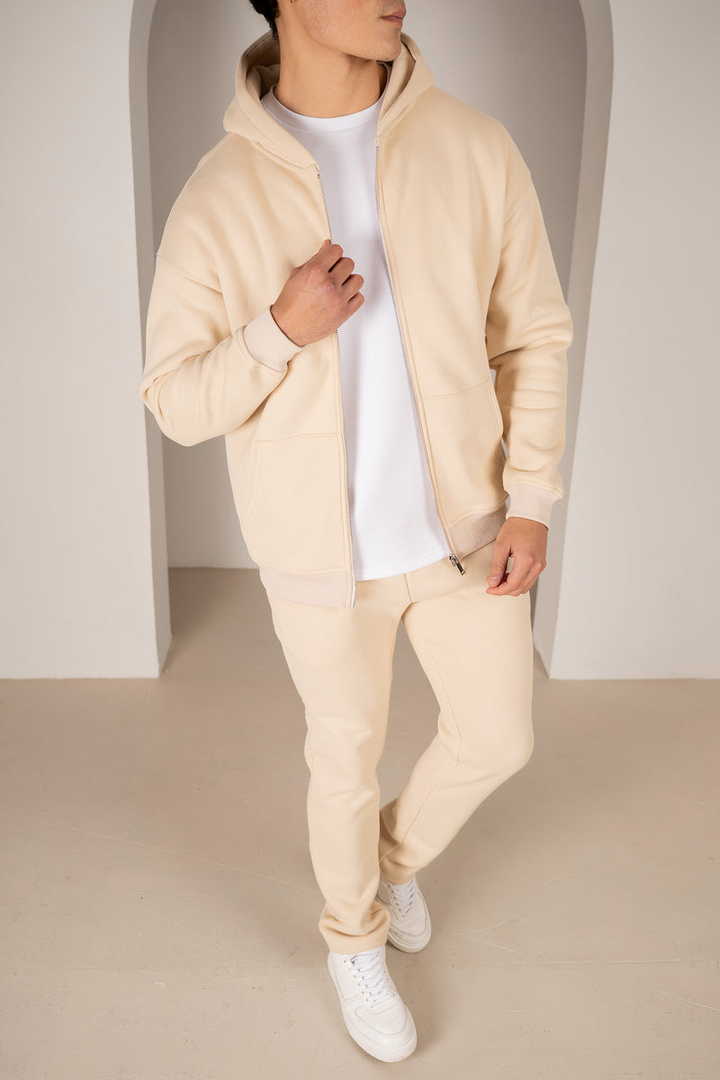 Premium Luxe Zip Up Hoody - Stone