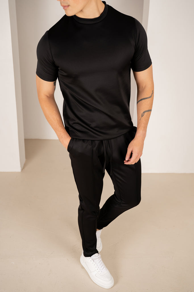 Premium Scuba Pintuck Joggers - Black