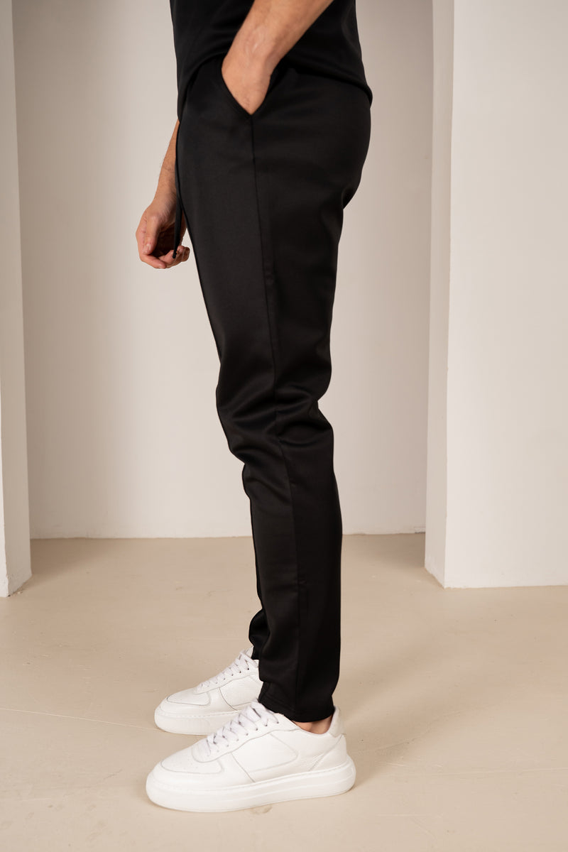 Premium Scuba Pintuck Joggers - Black